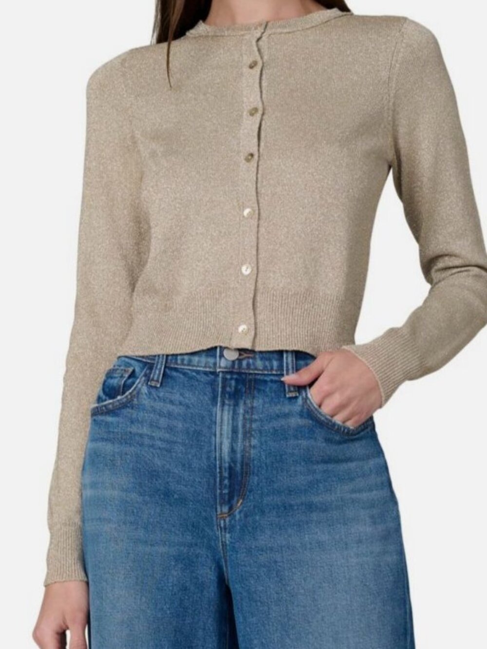 Joe's Jeans Women Gold the Dani Metallic Cardigan Size XS
